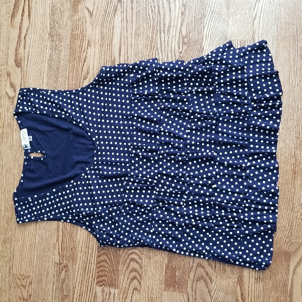 (XXL) Papillon Polka Dot Tiered Ruffle Tank Top Casual Comfy Travel Relaxed Soft